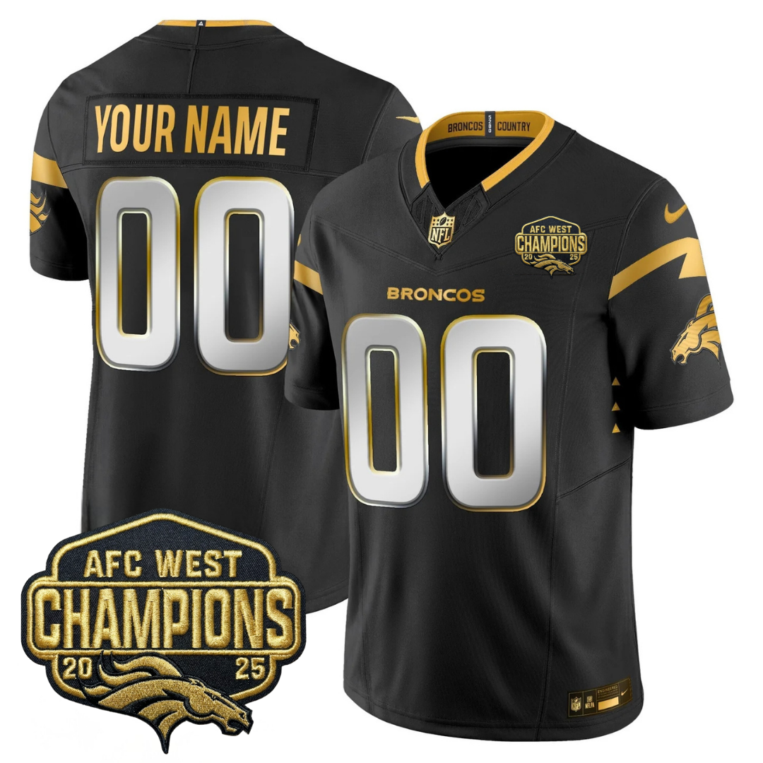 Custom DEN AFC West Champions Patch Gold Vapor Limited Jersey - Stitched-NQD