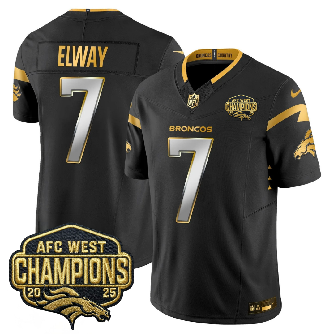 DEN AFC West Champions Patch Gold Vapor Limited Jersey - Stitched-NQD