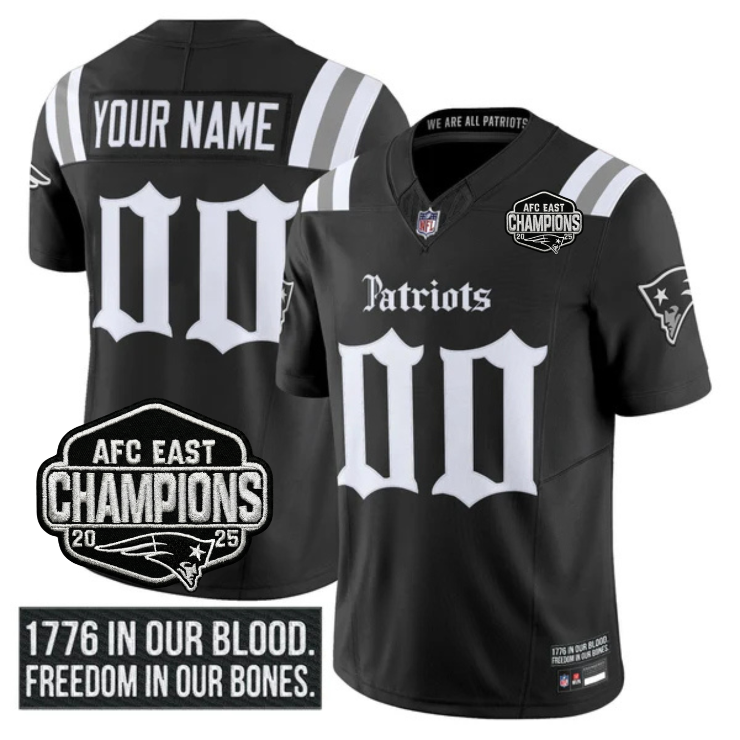 NE 'Gothic Revolution Edition' AFC East Champions Patch Vapor Limited Jersey - Stitched-NQD