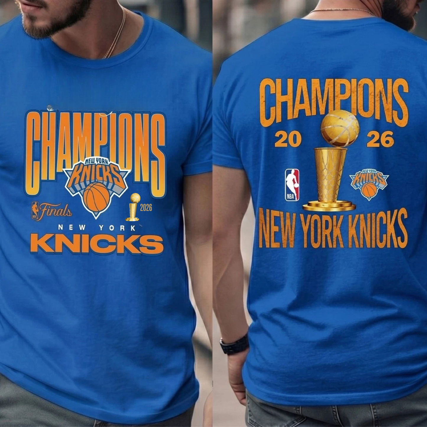 NYK 2026 Basketball Champions Two Sides Printed T-Shirt-NQD