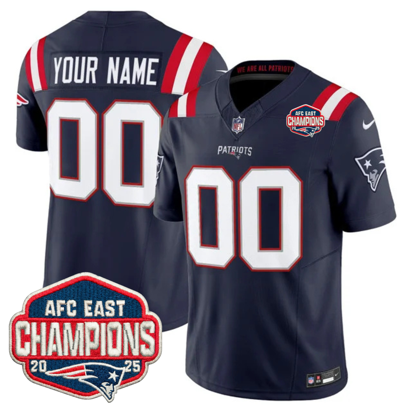 NE AFC East Champions Patch Vapor Limited Custom Jersey - Stitched-NQD