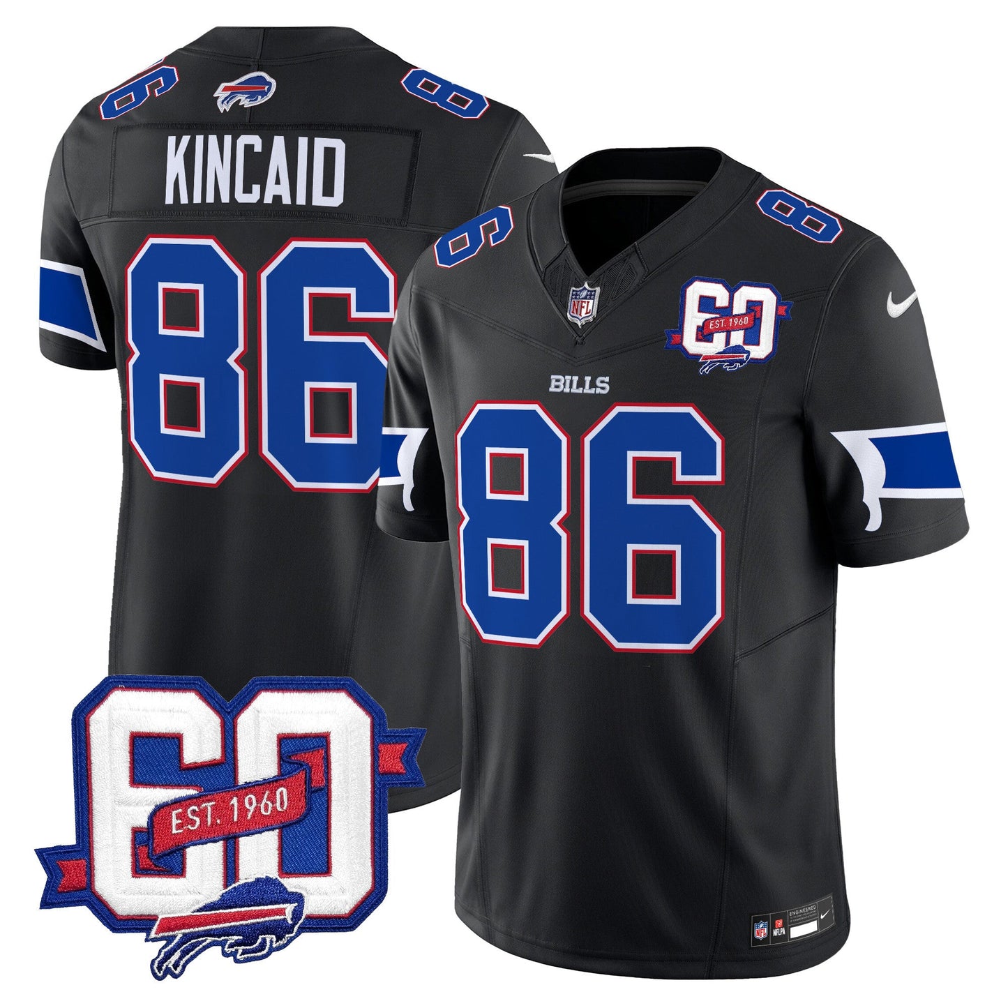 Men's Bills 60th Anniversary Patch Vapor Limited Jersey - All Stitched