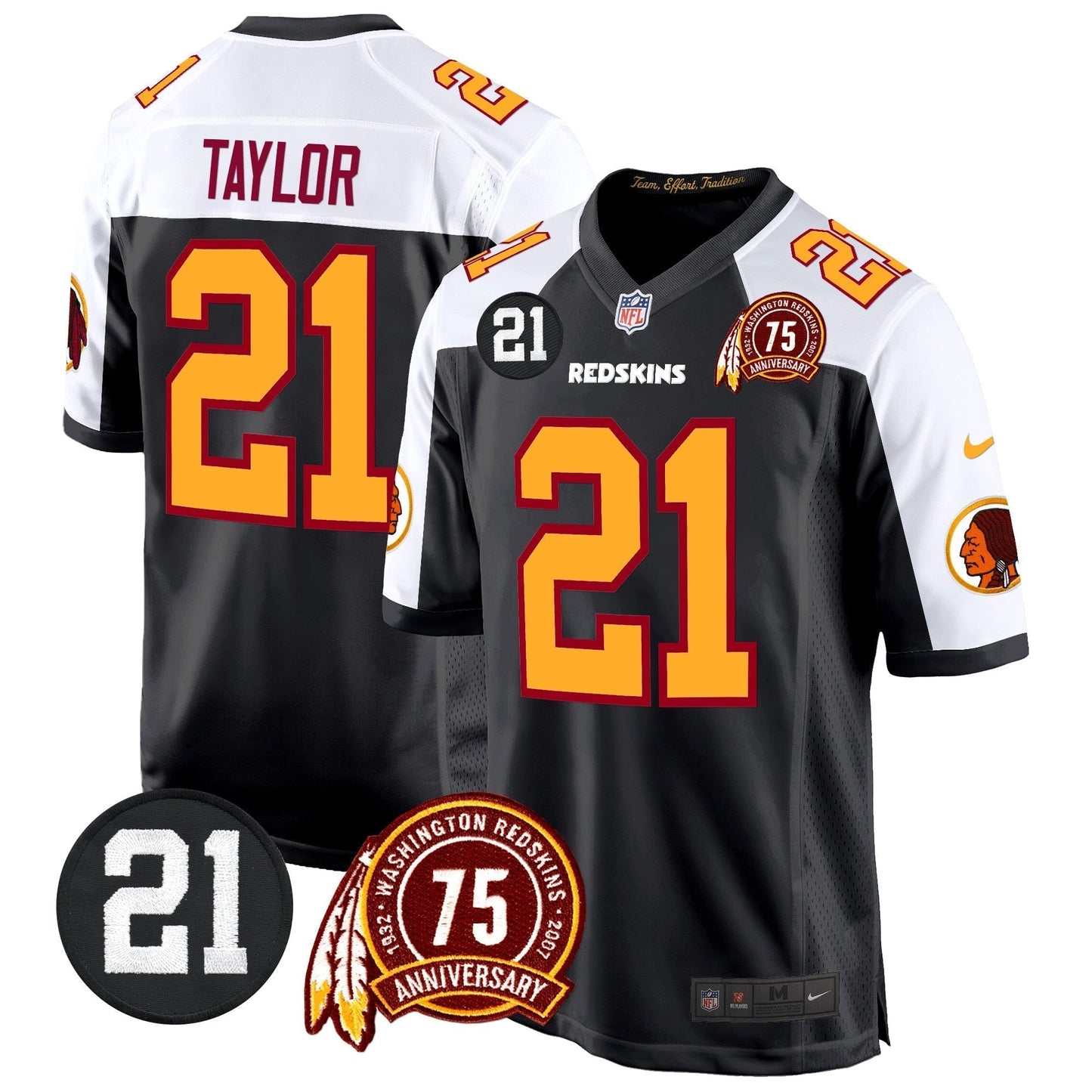 WR 75th & Sean Taylor Patch Game Jersey - Stitched-NQD