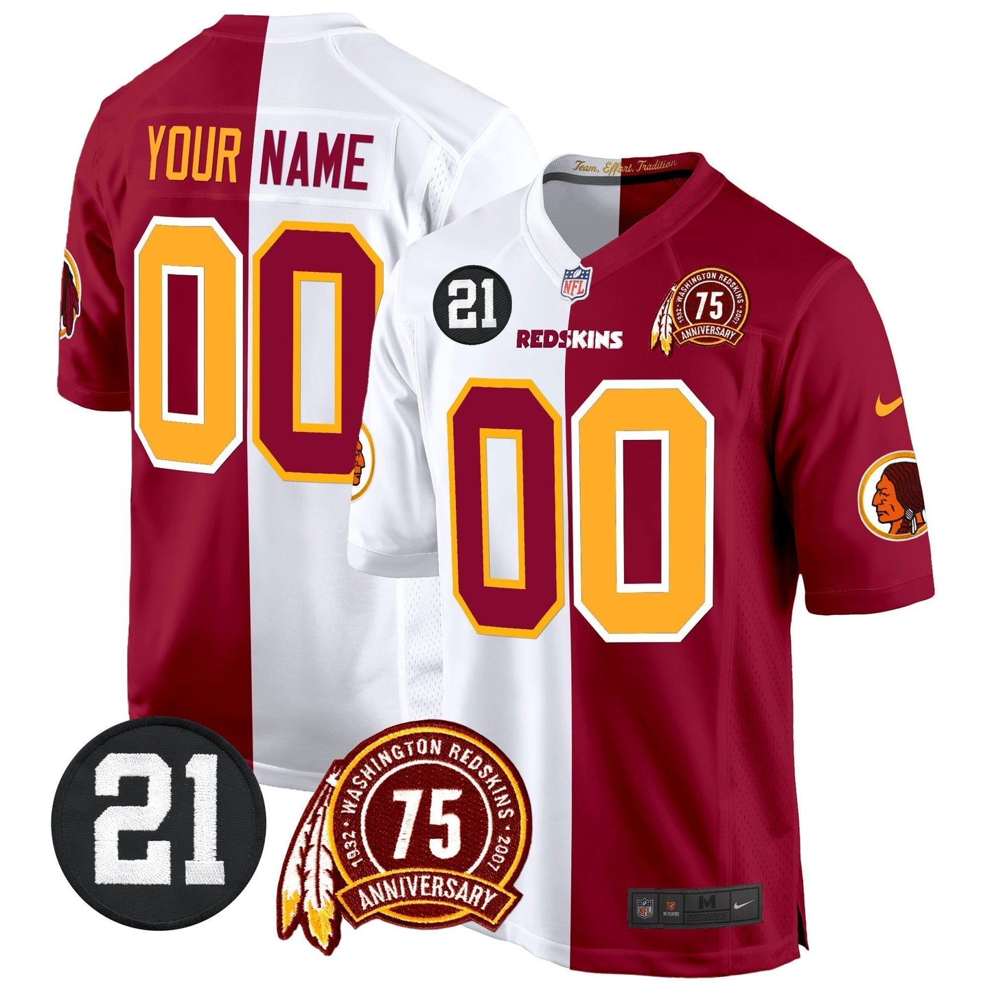 WR 75th & Sean Taylor Patch Game Custom Jersey - Stitched-NQD