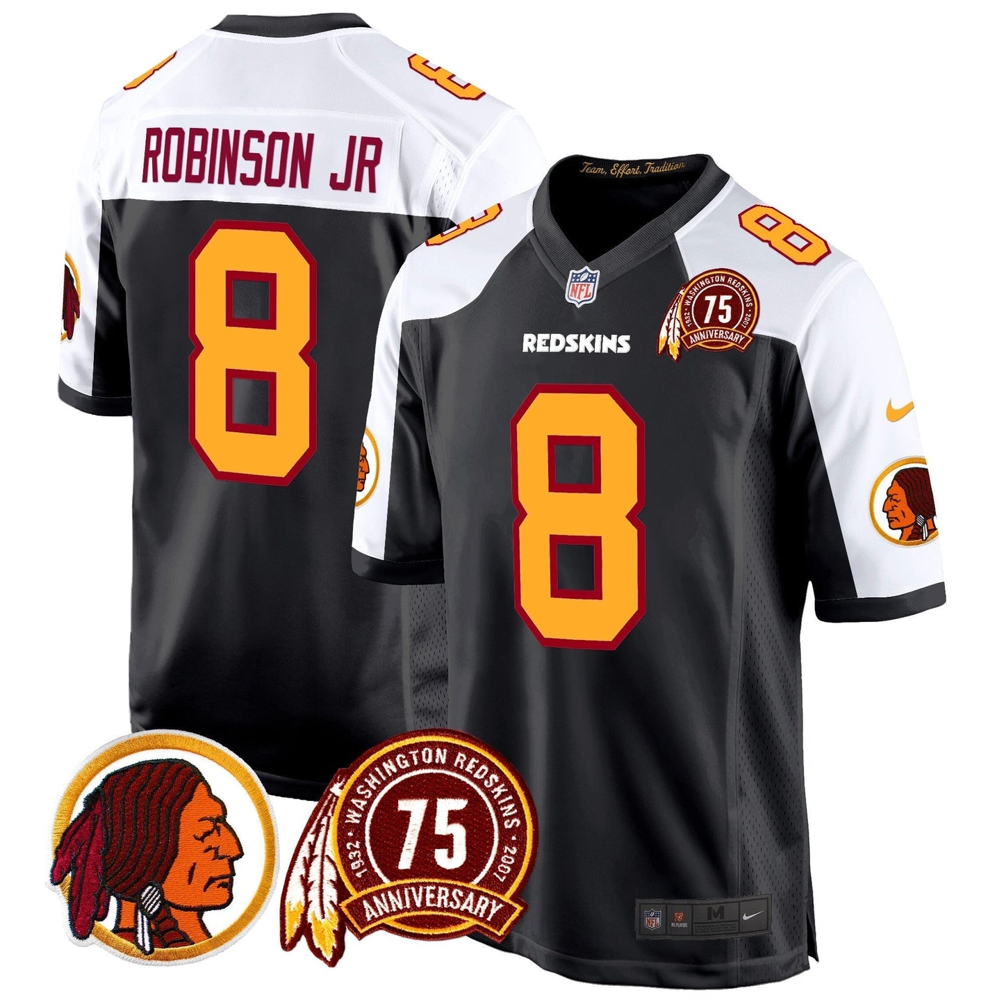 WR 75th Patch Throwback Game Jersey - Stitched-NQD