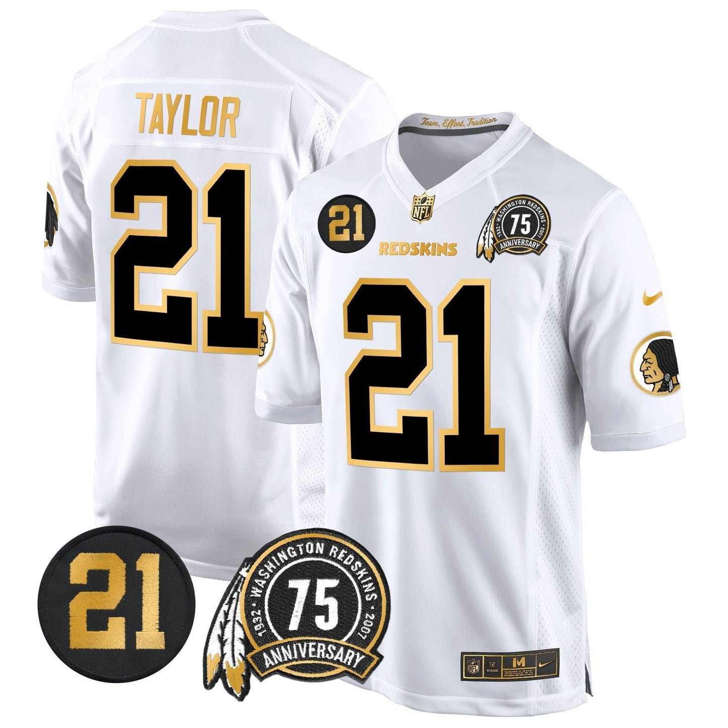 WR 75th & Sean Taylor Patch Gold Game Jersey - Stitched-NQD