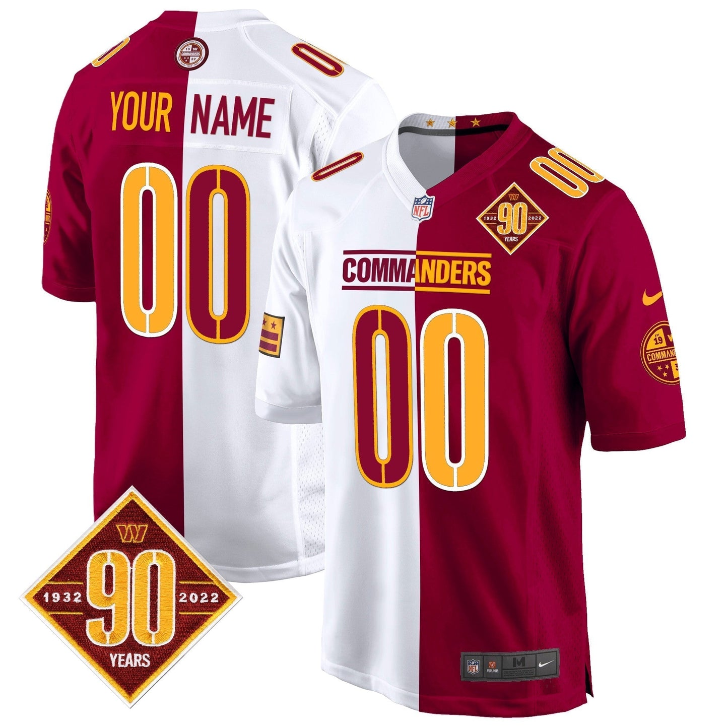 WAS 90th Anniversary Patch Game Custom Jersey - Stitched-NQD
