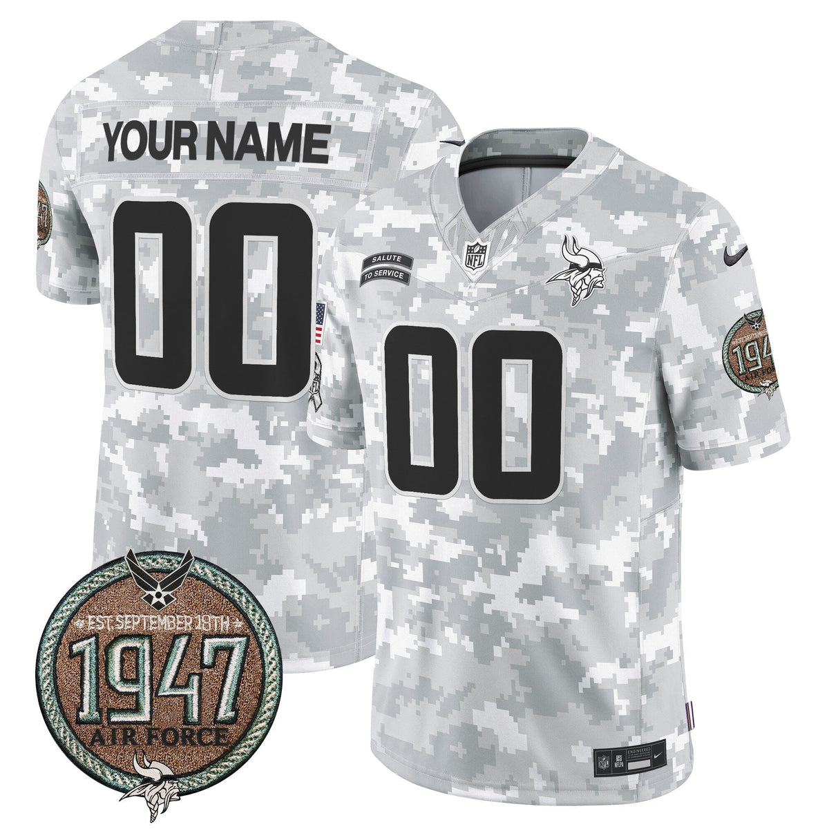 Vikings 2024 Salute to Service Establishment Year Patch Vapor Limited Custom Jersey - Stitched-NQD