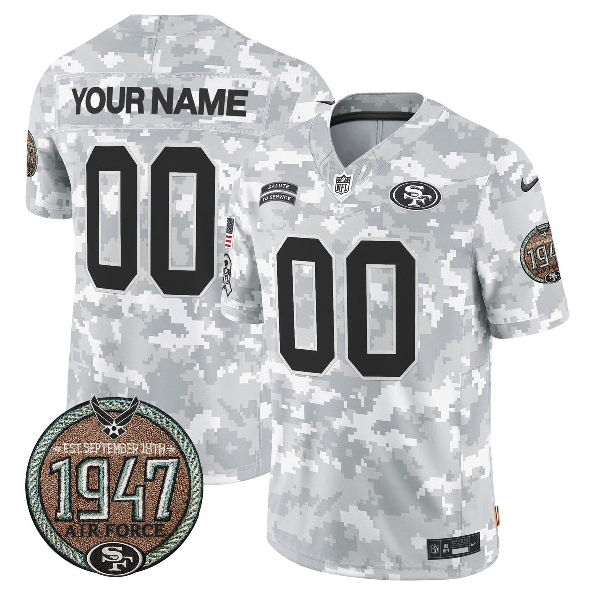 49ers 2024 Salute to Service Establishment Year Patch Vapor Limited Custom Jersey - Stitched-NQD
