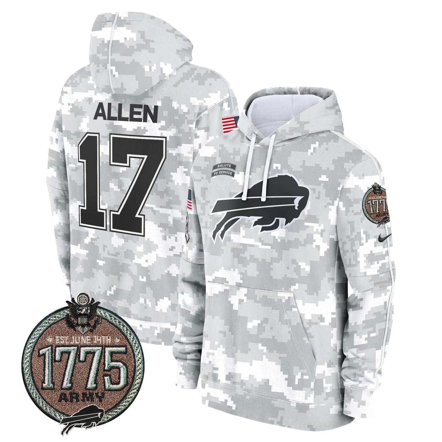 BUF 2024 Salute to Service Establishment Year Patch Fleece Pullover Hoodie-NQD
