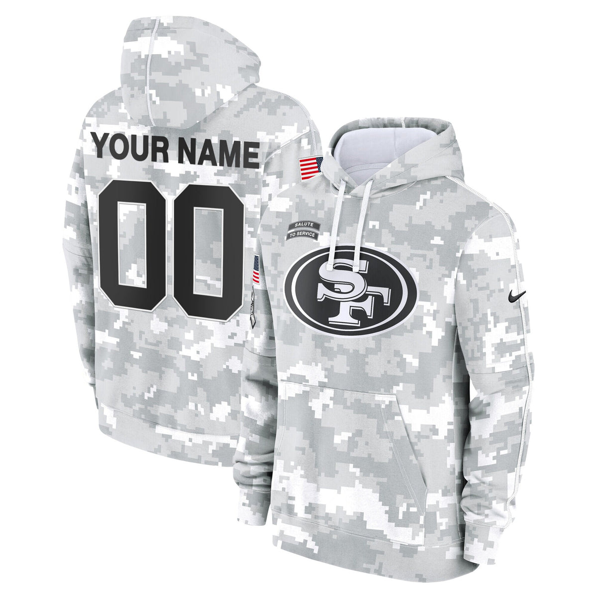 49ers 2024 Salute to Service Custom Fleece Pullover Hoodie-NQD