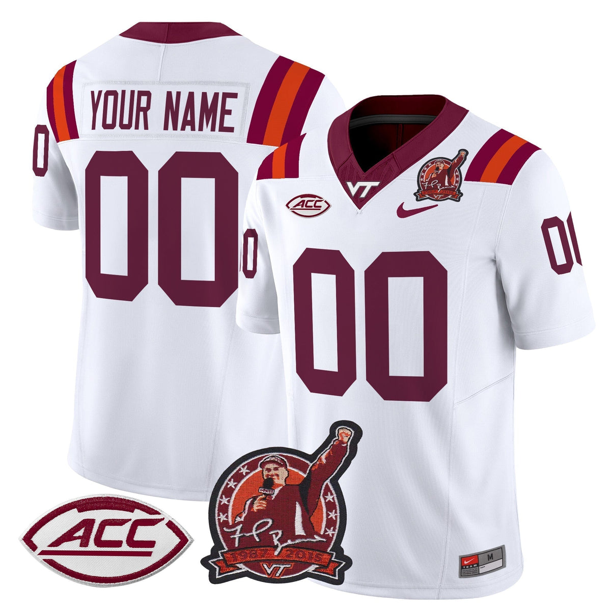 Virginia Tech Hokies Coach Frank Beamer Patch 2024 Vapor Limited Custom Jersey - Stitched-NQD