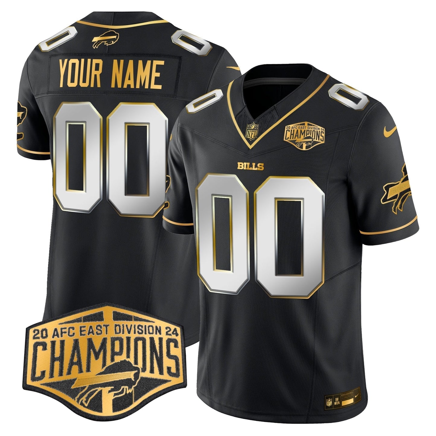 Bills 2024 AFC East Division Champions Gold Vapor Limited Custom Jersey - Stitched-NQD