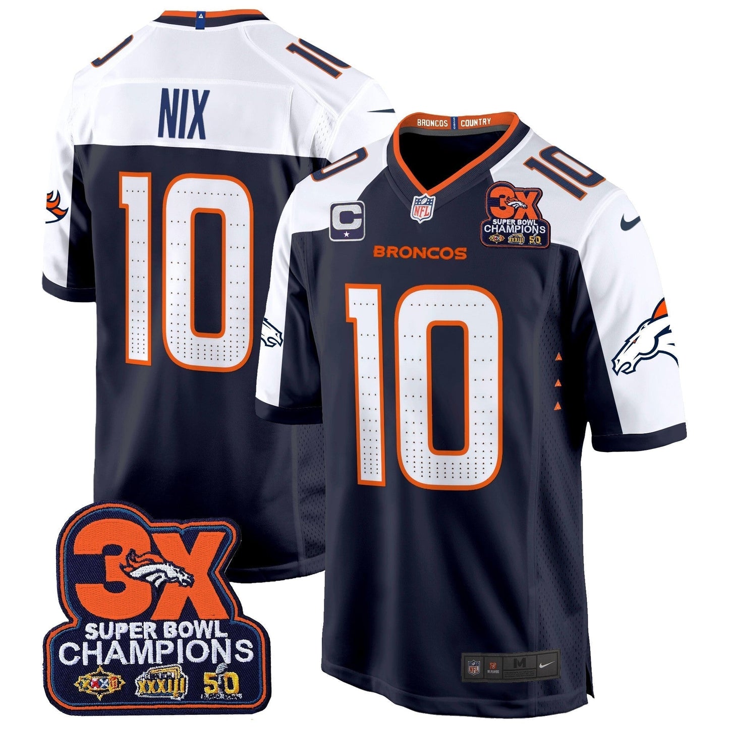 DEN 3-Time Champions Patch Game Jersey - Al Stitched-NQD