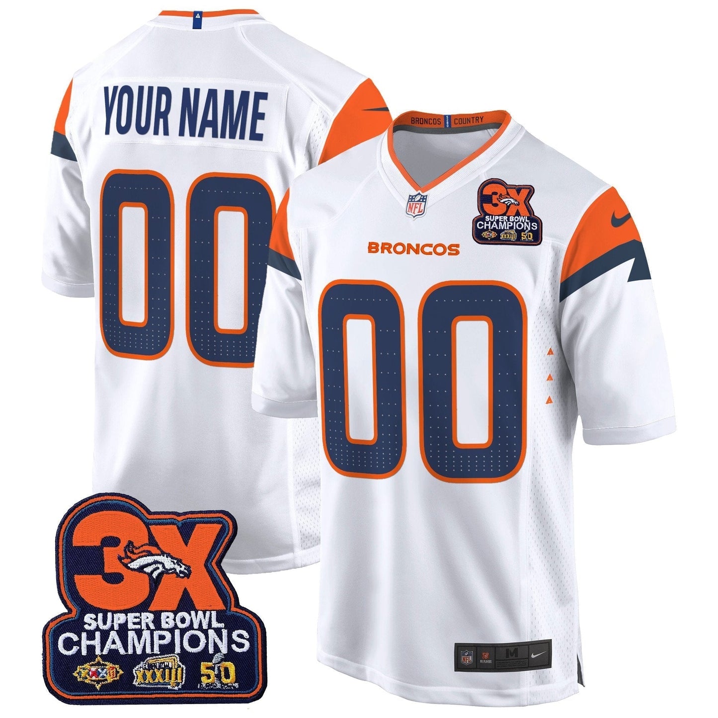 DEN 3-Time Champions Patch Game Custom Jersey - Al Stitched-NQD