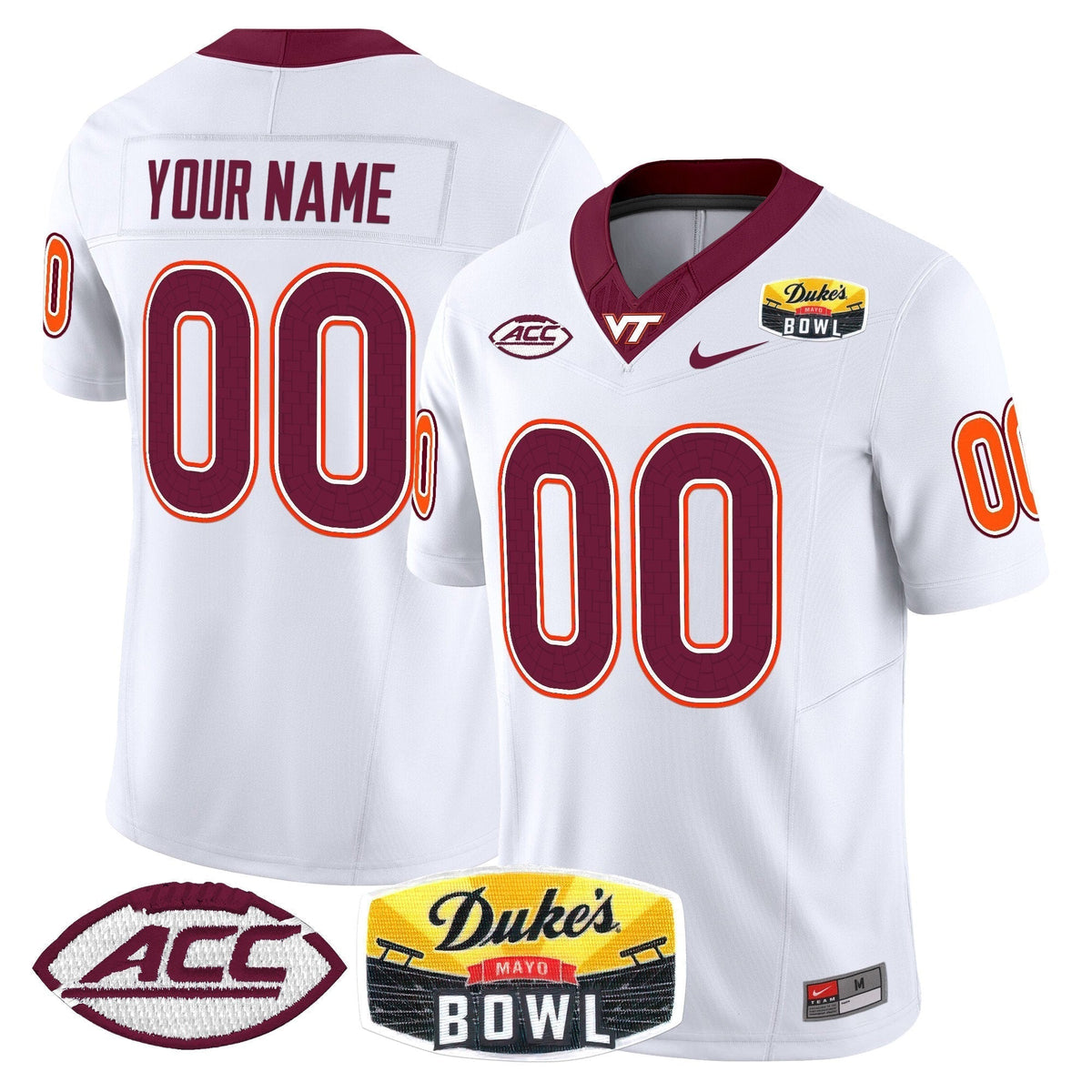 Virginia Tech Hokies 2025 Duke's Mayo Bowl Patch Vapor Limited Custom Jersey - Stitched-NQD