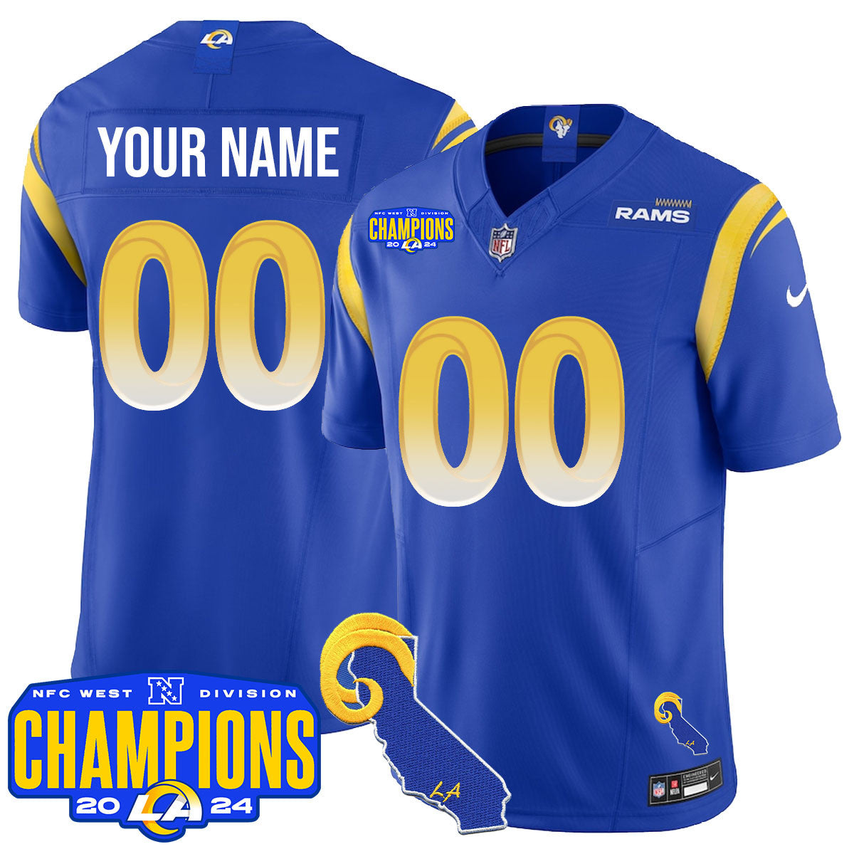 Custom Gender/Name LAR 2024 NFC West Division Champions Jersey - Stitched-NQD
