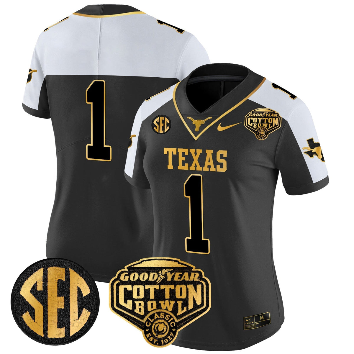 Women's TEX Cotton Bowl Patch Gold Vapor Limited Jersey - Stitched-NQD