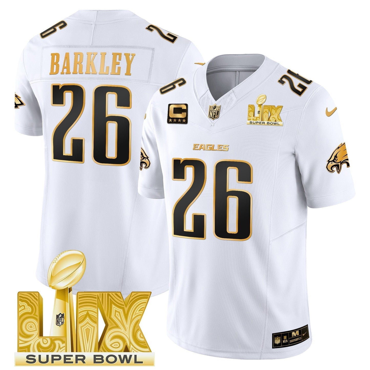 PHI Super Bowl LIX Patch Gold Vapor Limited Jersey - Stitched-NQD