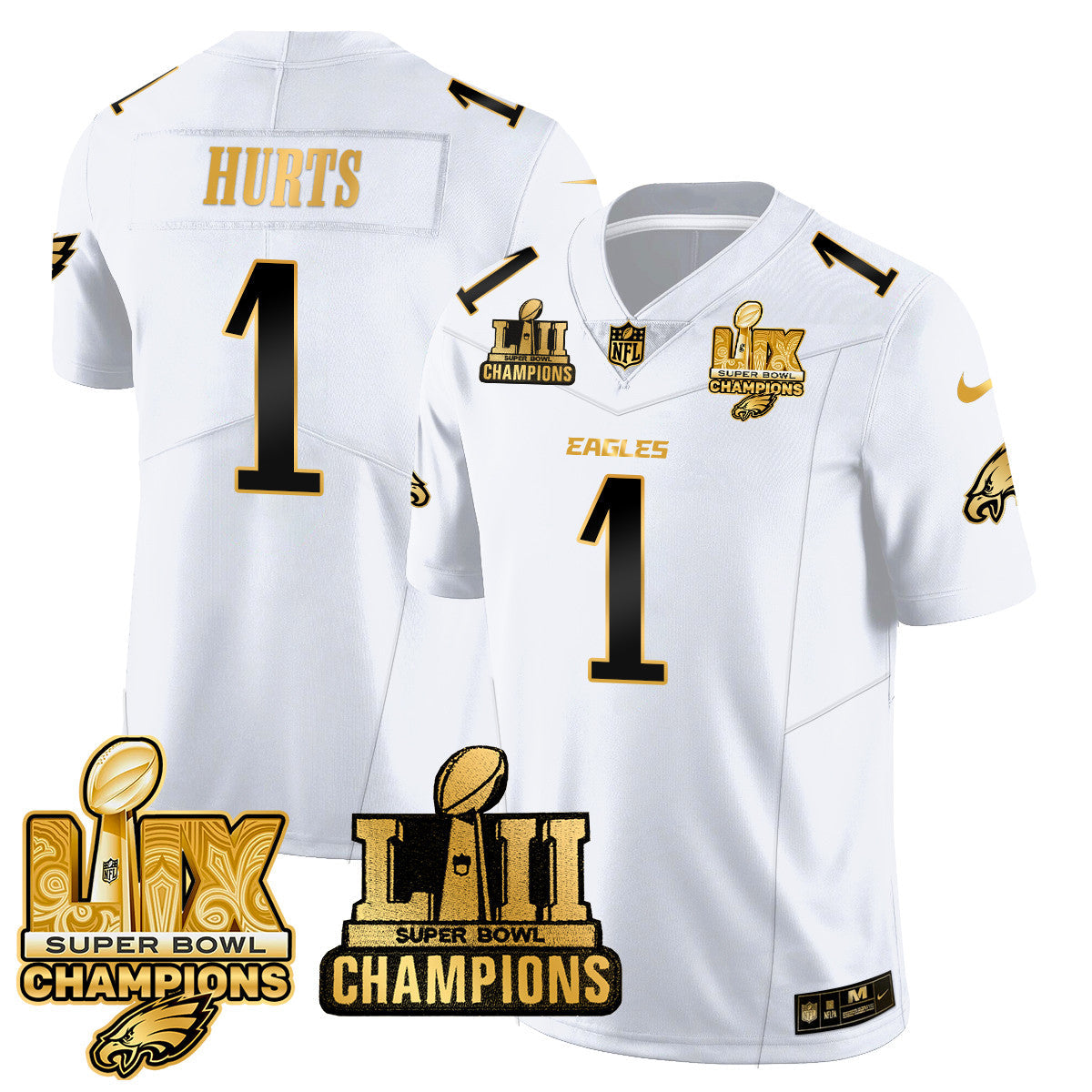 PHI LII-LIX Super Bowl Champions Gold Vapor Limited Jersey N2 - Stitched-NQD
