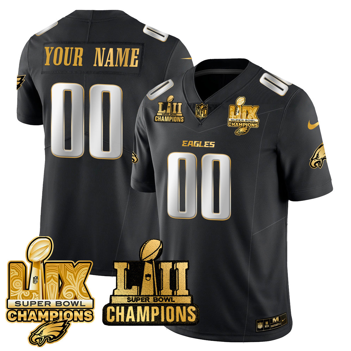 Custom Name/Gender PHI LII-LIX Super Bowl Champions Vapor Limited Jersey - Stitched-NQD