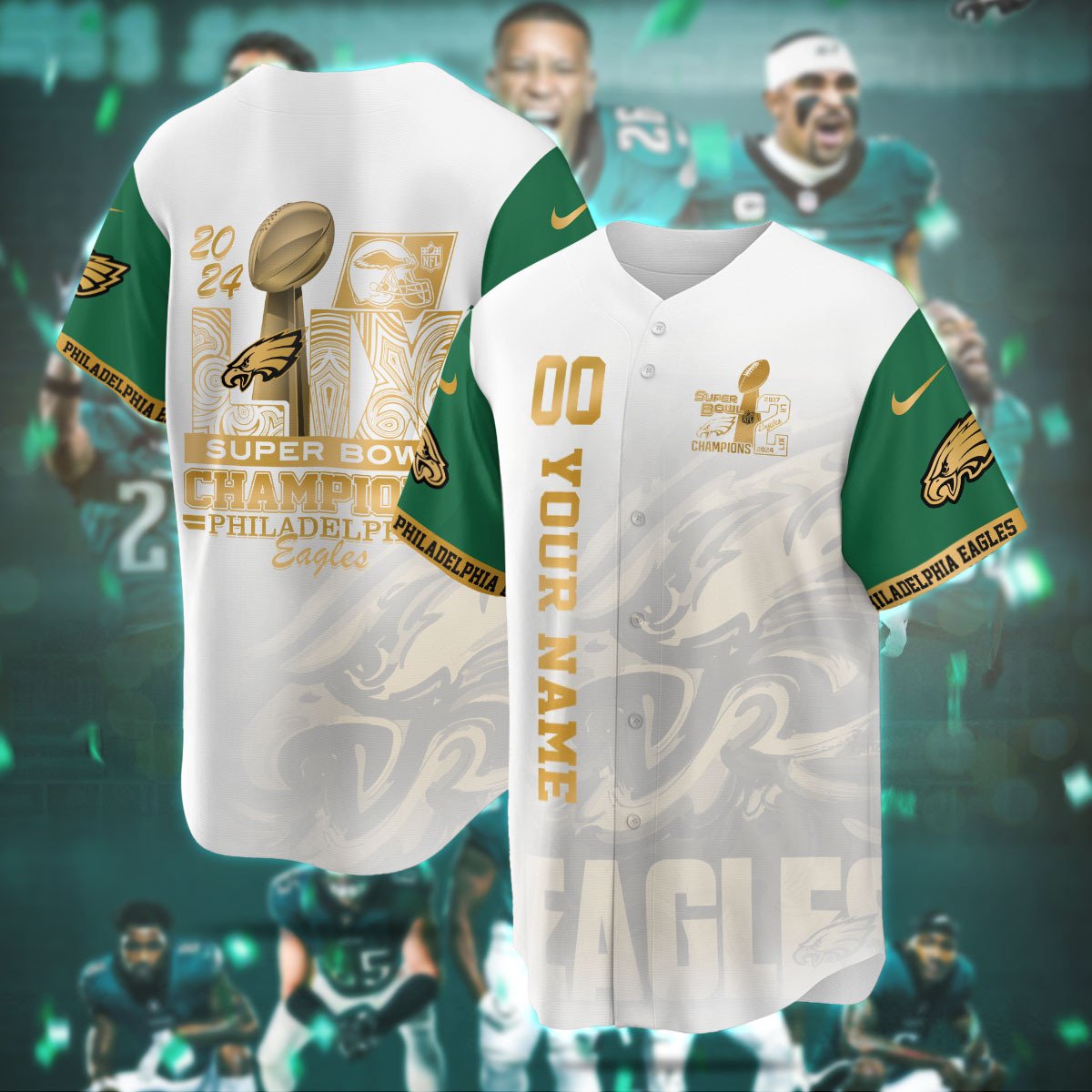 PHI Super Bowl LIX Champions Custom Limited Jersey CN6-NQD