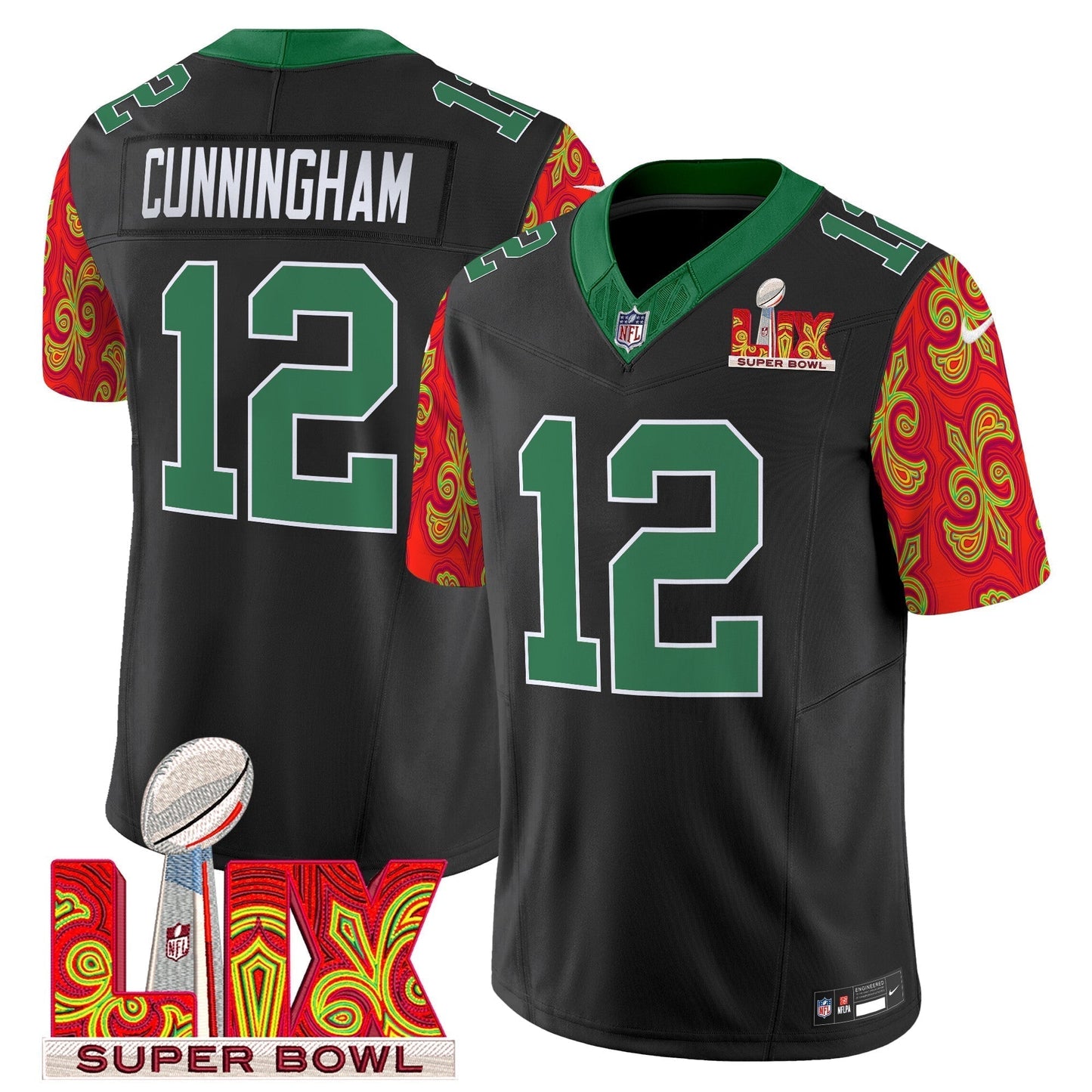 PHI Kelly Green Super Bowl LIX Style Vapor Limited Jersey - Stitched-NQD