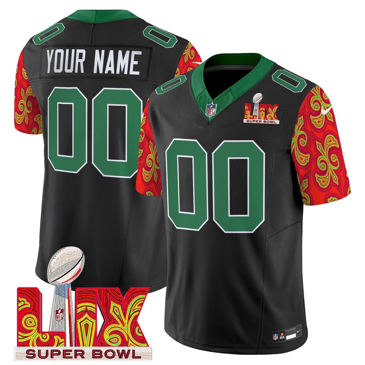 PHI Kelly Green Super Bowl LIX Style Vapor Limited Custom Jersey - Stitched-NQD