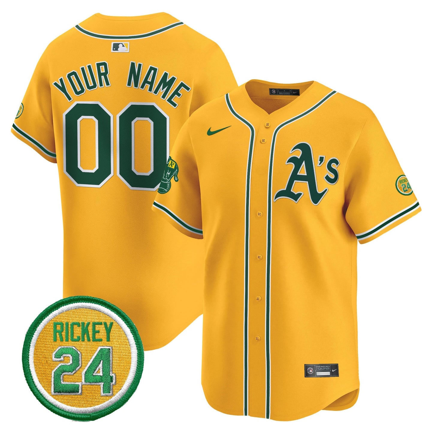 Oakland Athletics Rickey Henderson Patch Vapor Premier Limited Custom Jersey - All Stitched