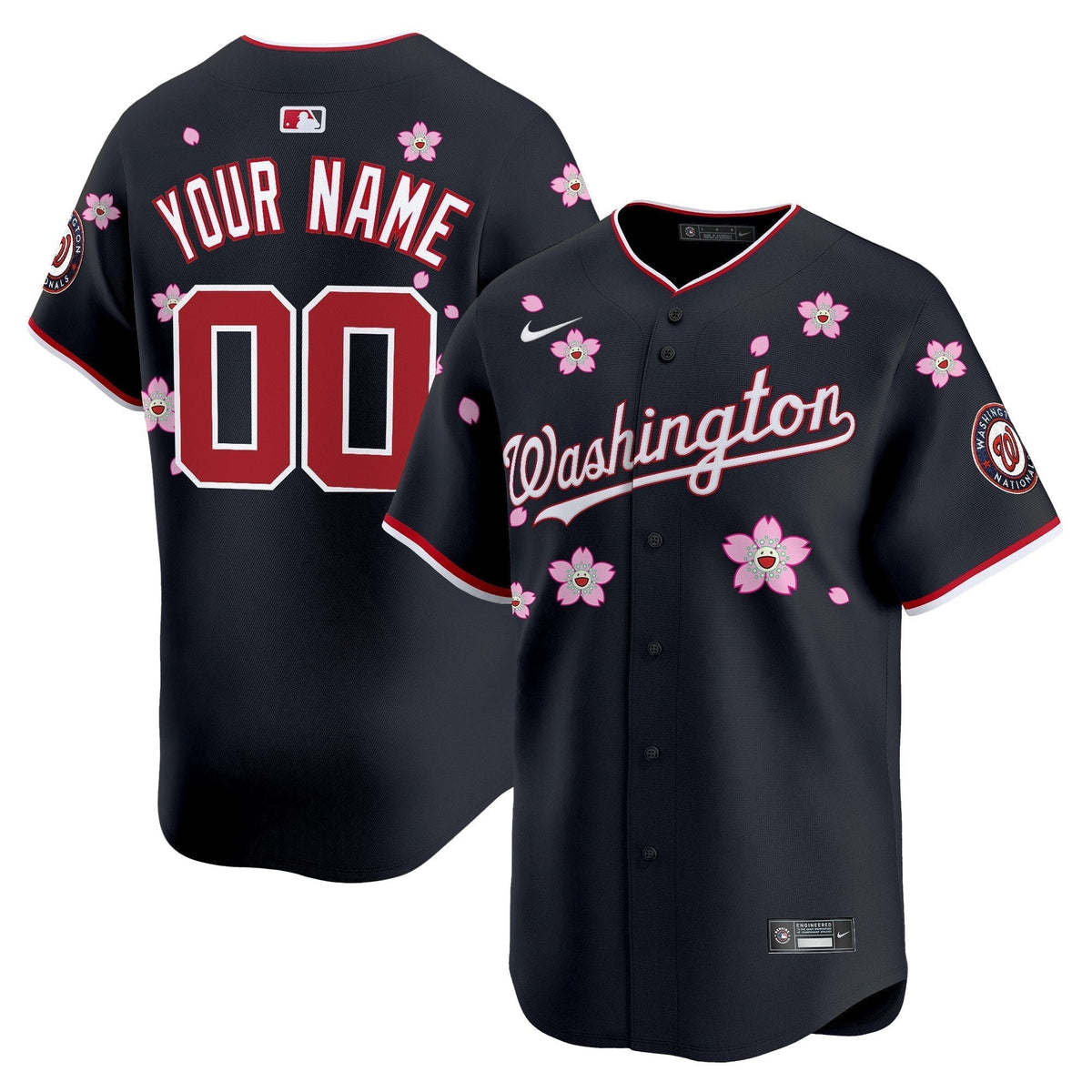 Washington Nationals Cherry Blossom Vapor Premier Limited Custom Jersey - Stitched