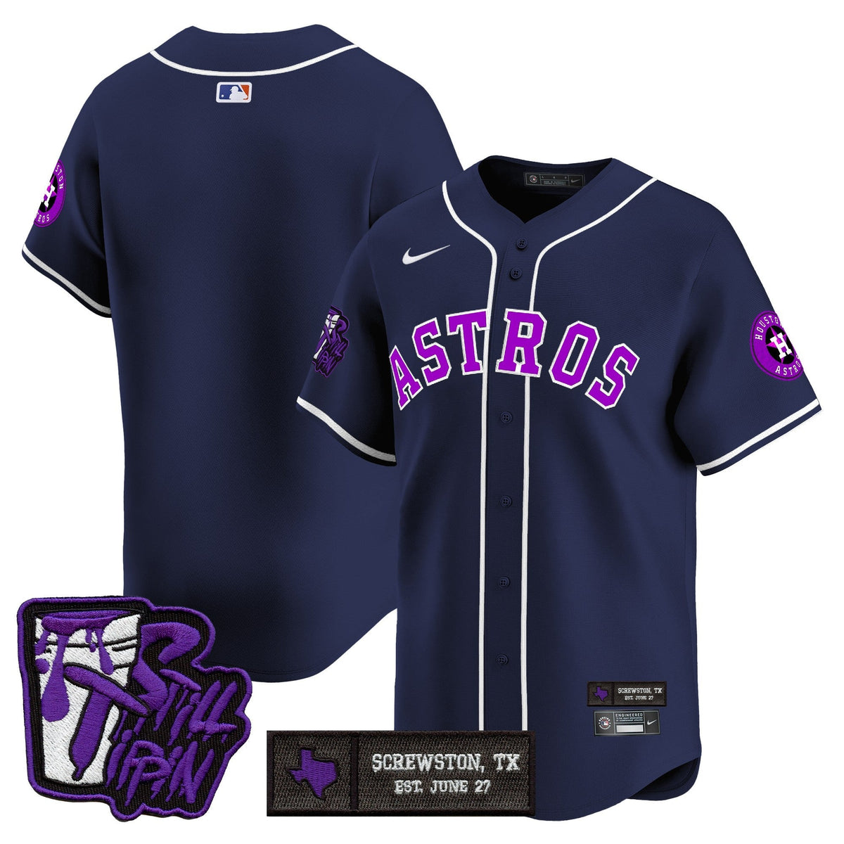 Men's Houston Astros DJ Screw Still Tippin Purple Patch Vapor Premier Limited Jersey - All Stitched