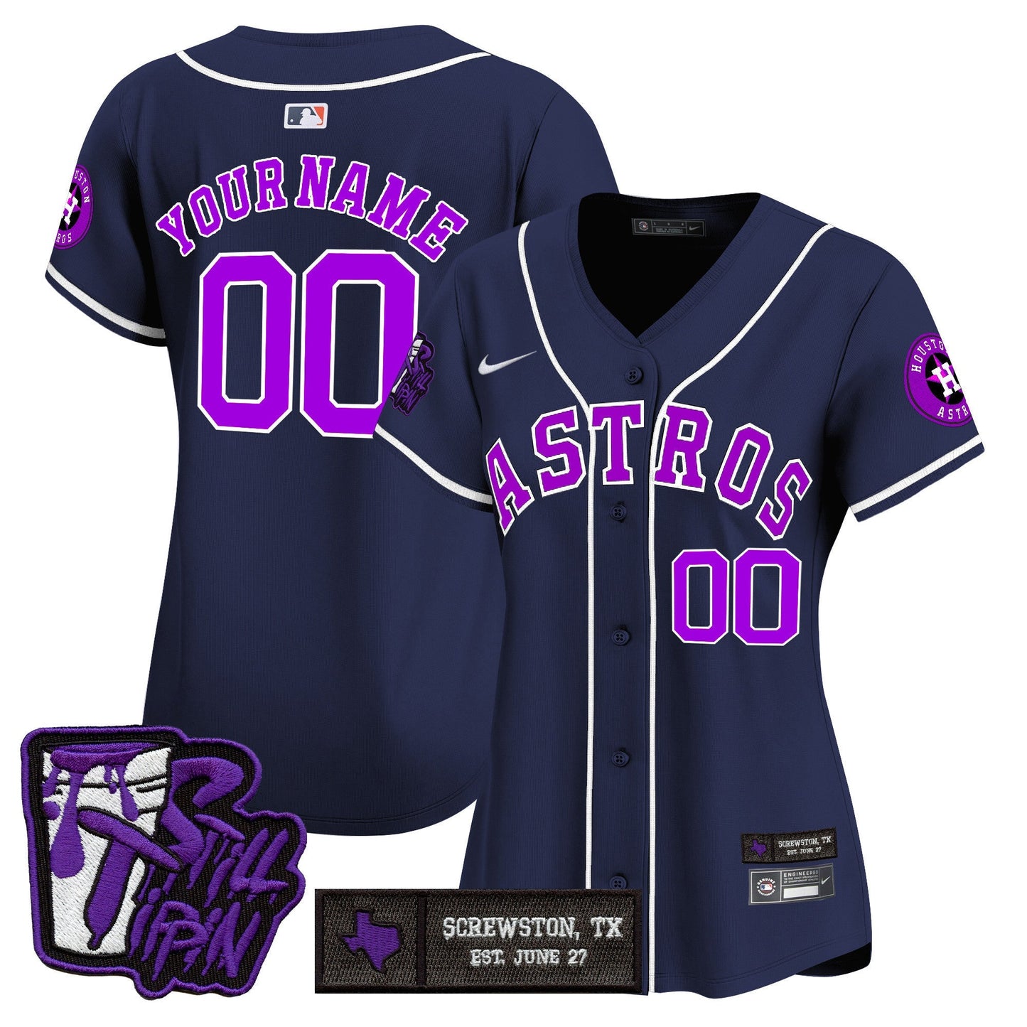 Houston Astros DJ Screw Still Tippin Purple Patch Vapor Premier Limited Custom Jersey - Stitched