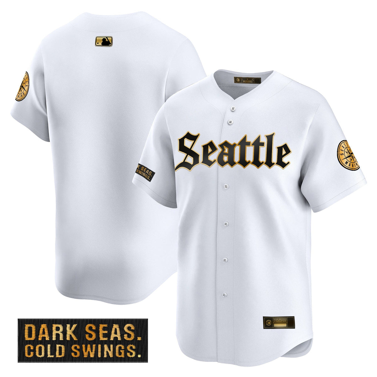 Men's Seattle Mariners 'Deep Sea Gothic Edition' Gold Vapor Premier Limited Jersey - All Stitched