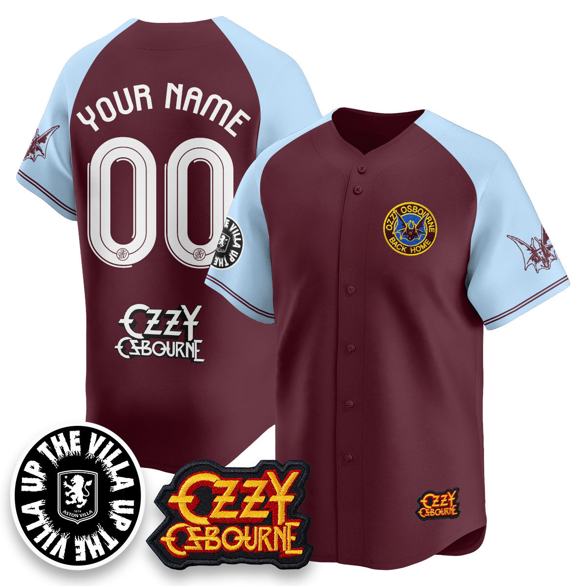 Aston Villa Ozzy Osbourne Back Home Baseball Custom Jersey - Stitched-NQD