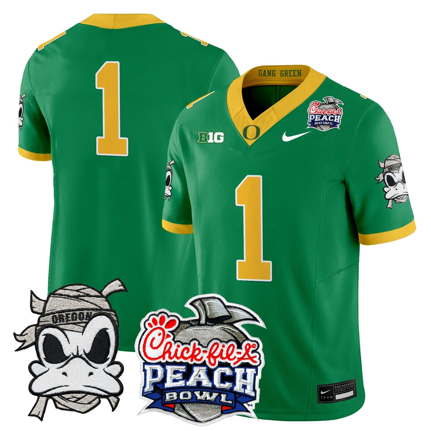 Men's Oregon Ducks "Mummy Duck" Vapor Limited Jersey - 2026 Peach Bowl Patch - All Stitched
