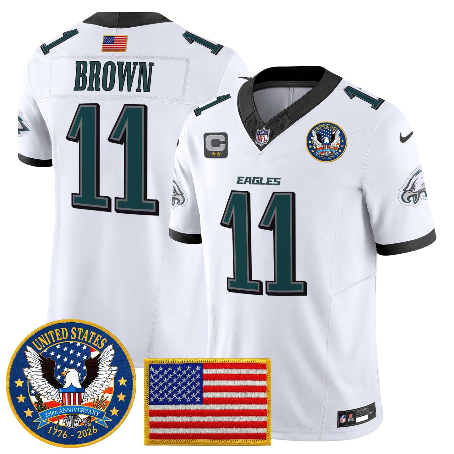 Men's Philadelphia Eagles "United States 250th Anniversary Patch" Vapor Limited Jersey - All Stitched
