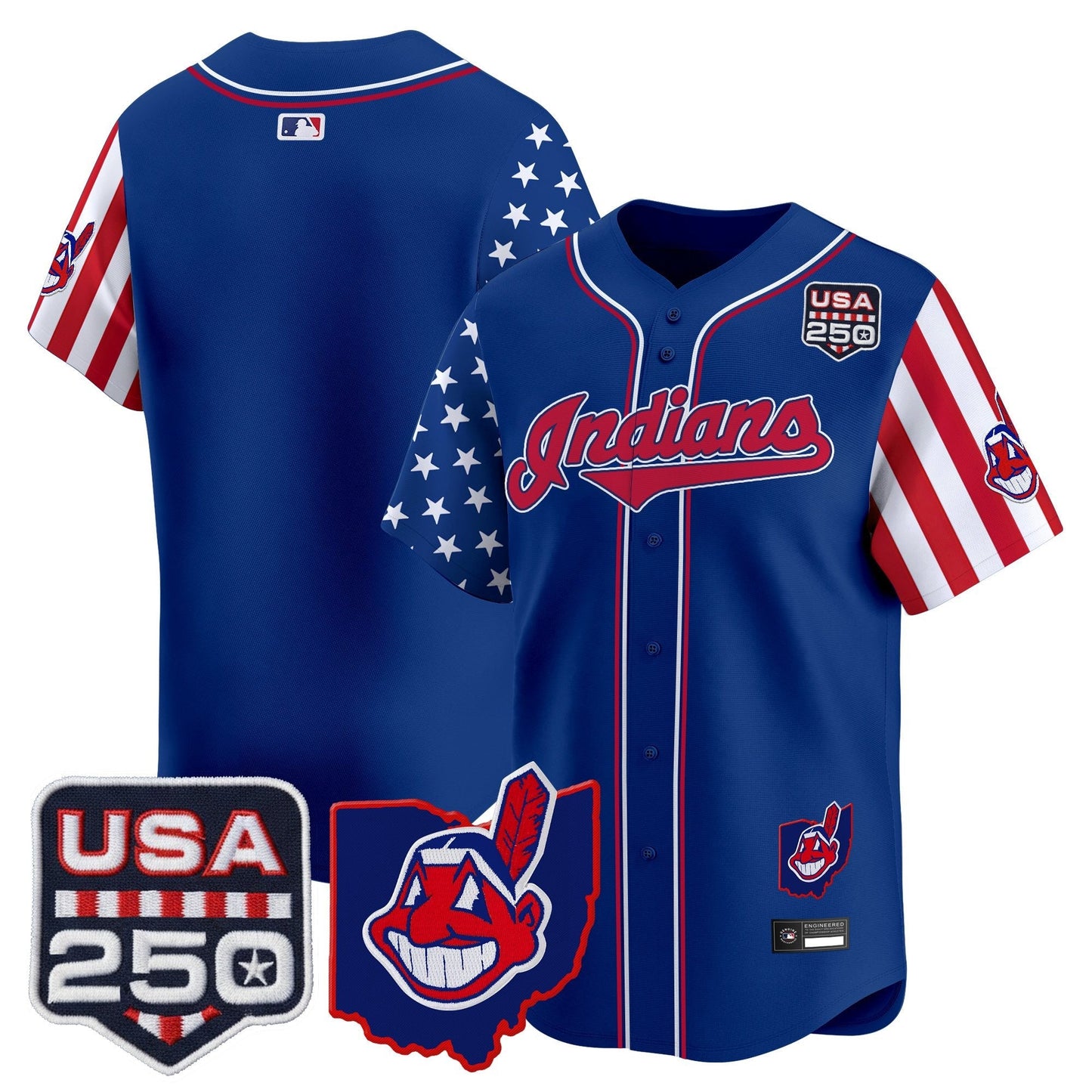 Men's Cleveland Indians "America250 Edition" Vapor Premier Limited Jersey - All Stitched