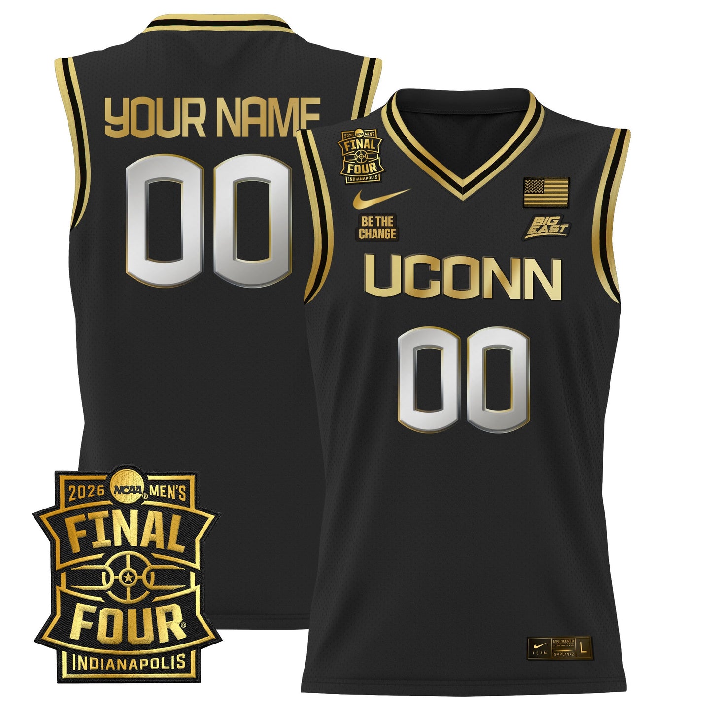 UConn Huskies 2026 Final Four Patch Custom Basketball Jersey - All Stitched