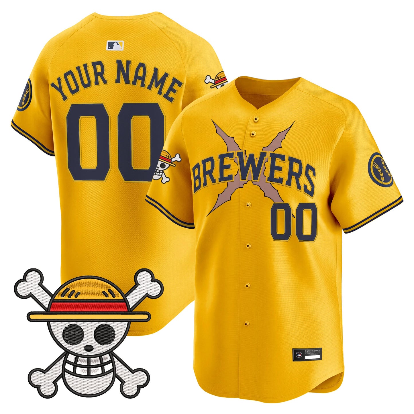 Milwaukee Brewers x One Piece Vapor Premier Limited Custom Jersey - Stitched