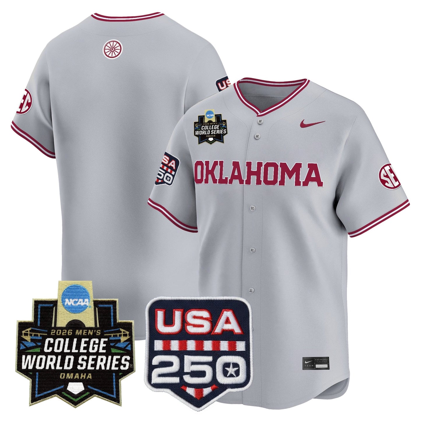 Oklahoma Sooners 2026 World Series Vapor Premier Limited Jersey - 250 America Patch - All Stitched