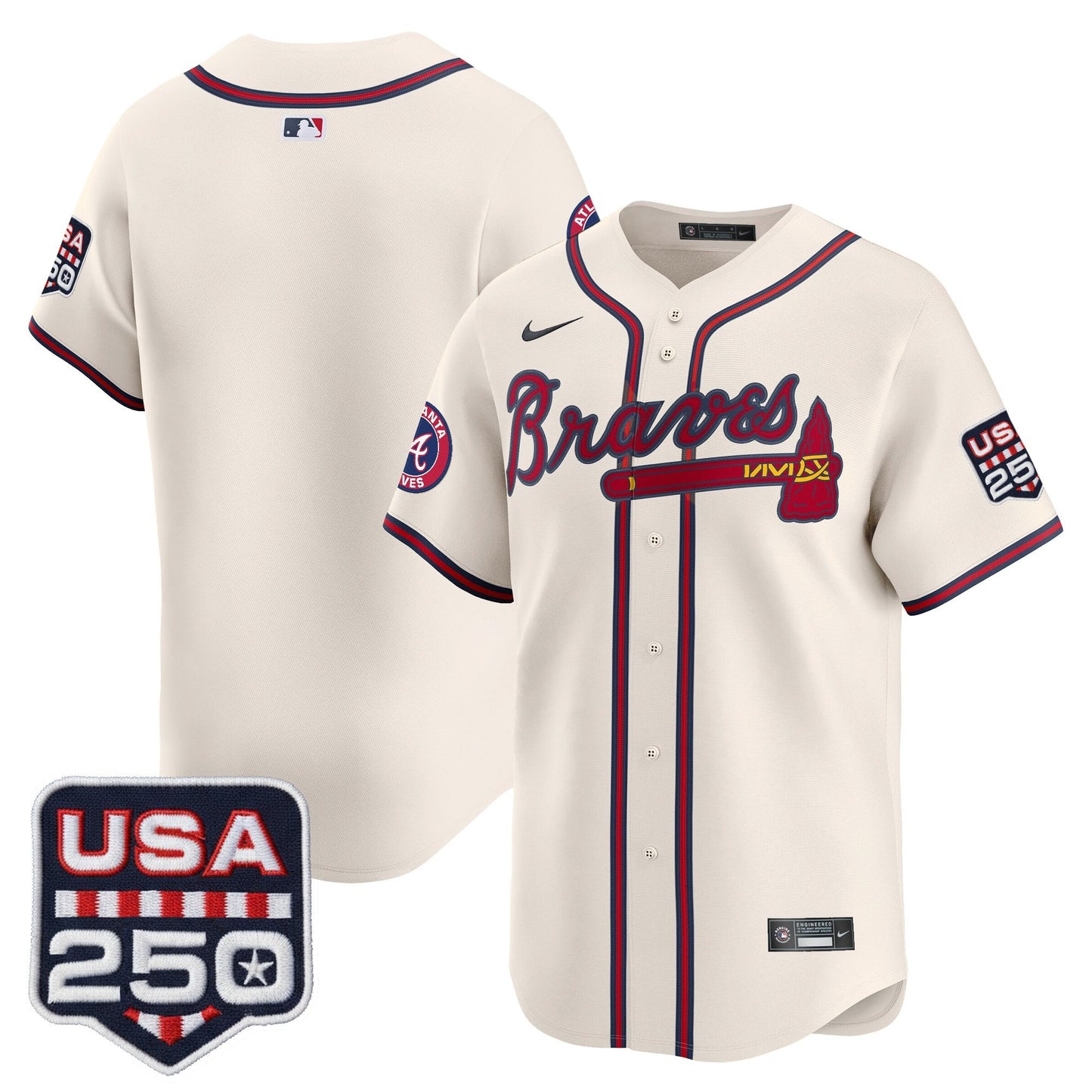 Atlanta Braves USA 250 Fourth of July Vapor Premier Limited Jersey - All Stitched