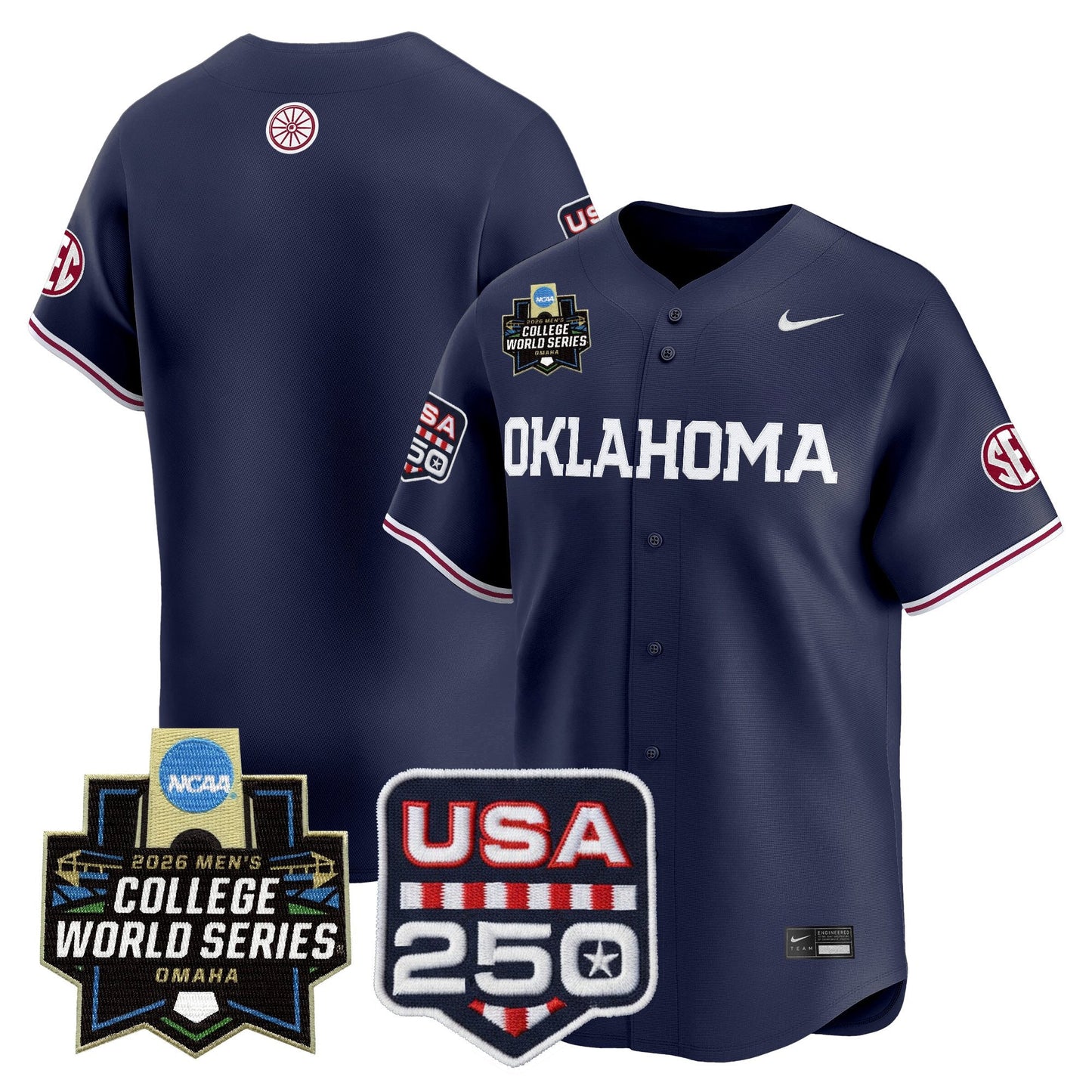 Oklahoma Sooners USA 250 Fourth of July Vapor Premier Limited Jersey - 2026 World Series Patch - All Stitched