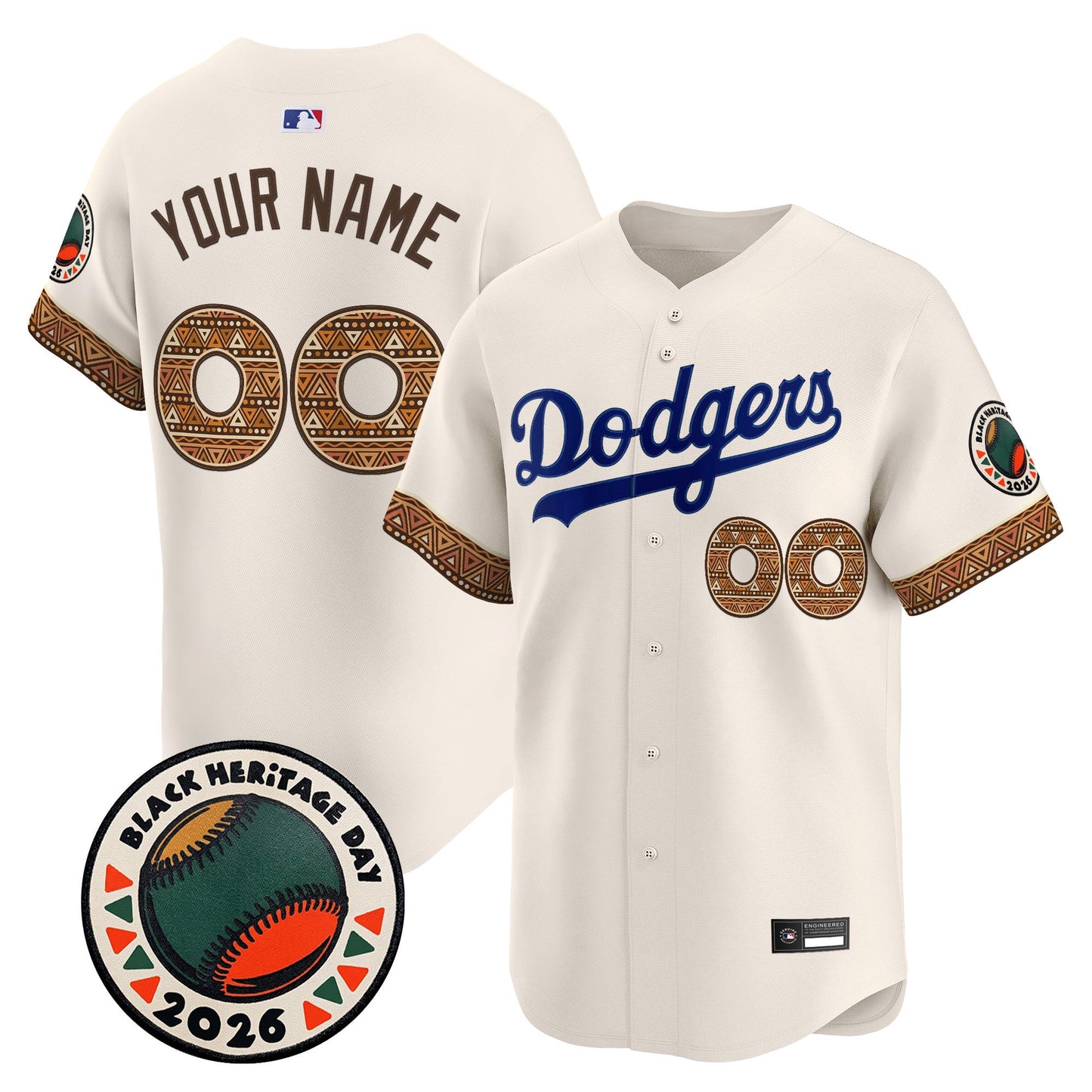 Los Angeles Dodgers 2026 Black Heritage Day Vapor Premier Limited Custom Jersey - Stitched