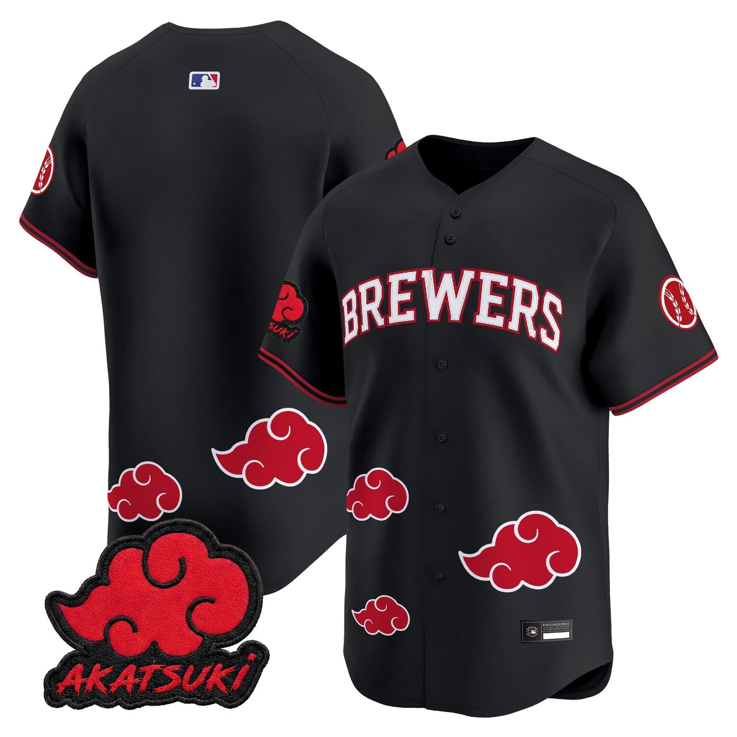 Milwaukee Brewers x Naruto Akatsuki Edition Vapor Premier Limited Jersey - Stitched