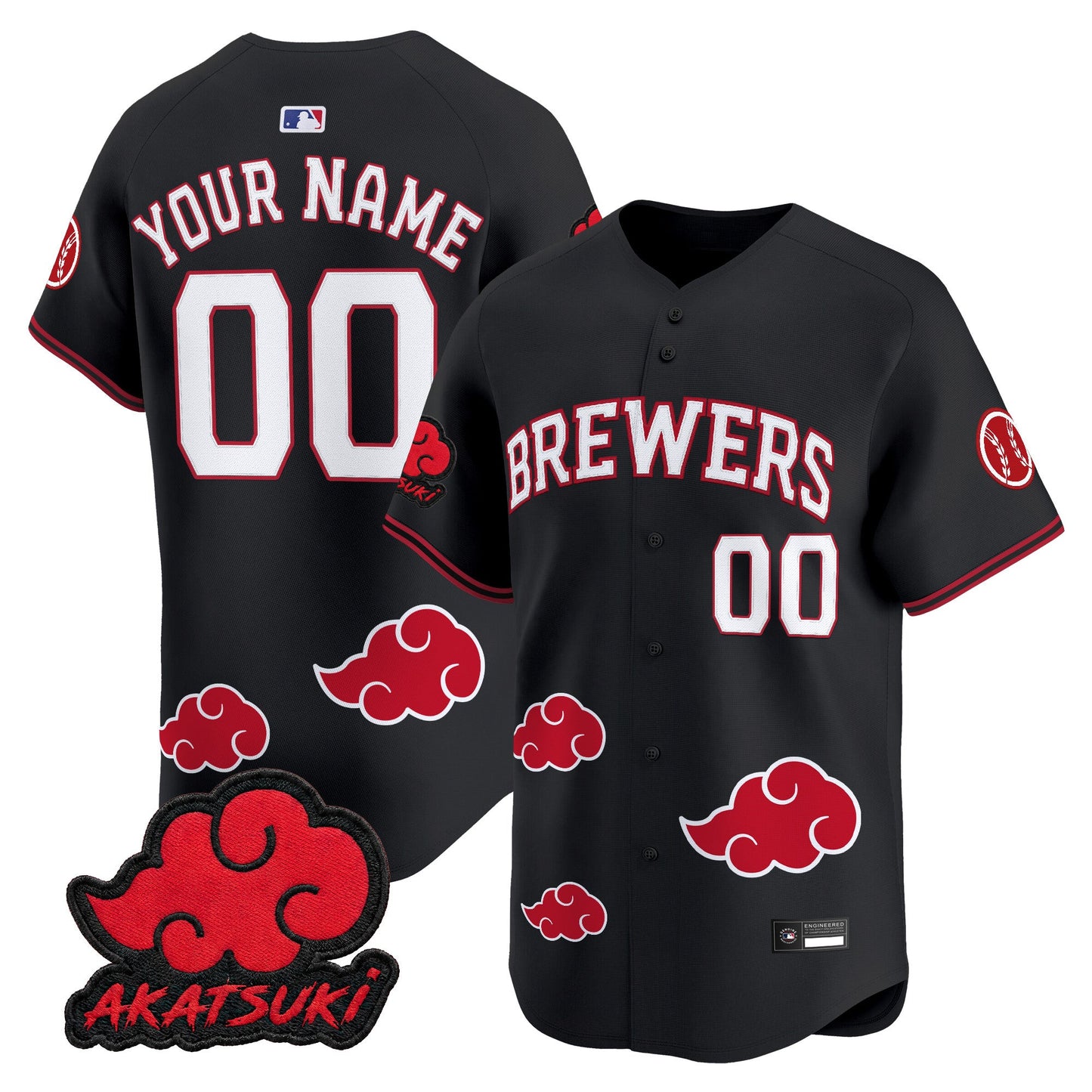 Milwaukee Brewers x Naruto Akatsuki Edition Vapor Premier Limited Custom Jersey - Stitched