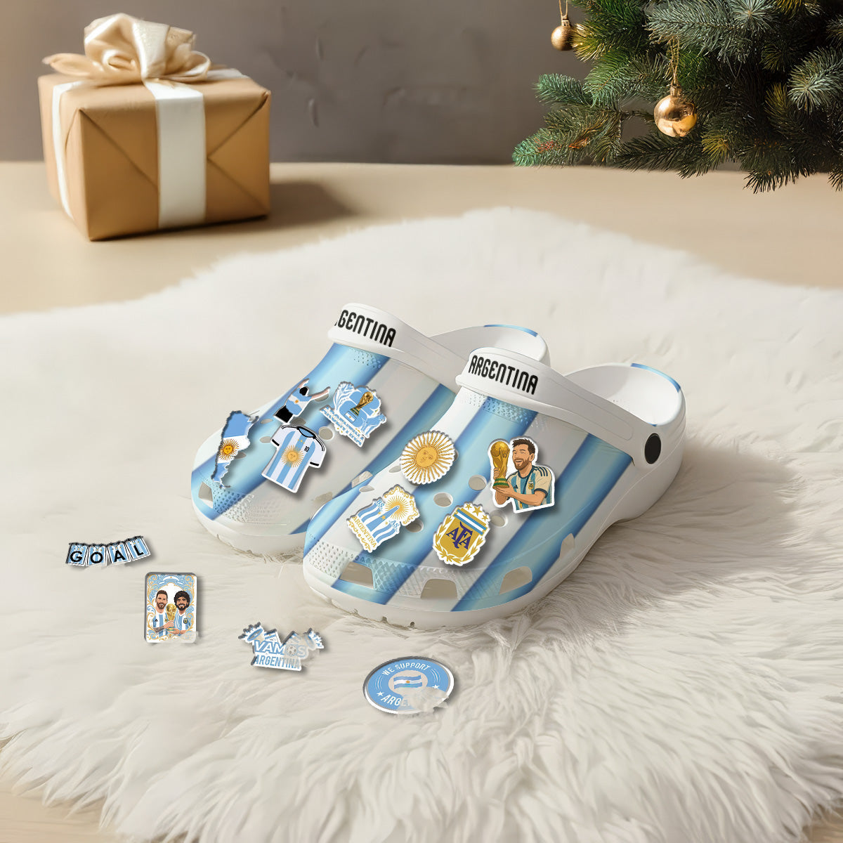 Argentina Clogs WC2026 Blue White - Charms Gift Set-NQD