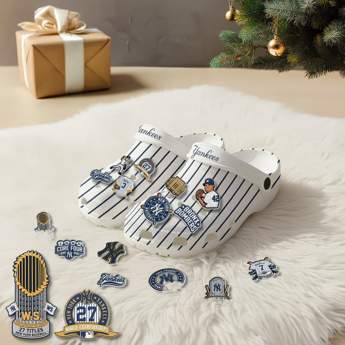 NY World Series White clogs - Charms Gift Set-NQD