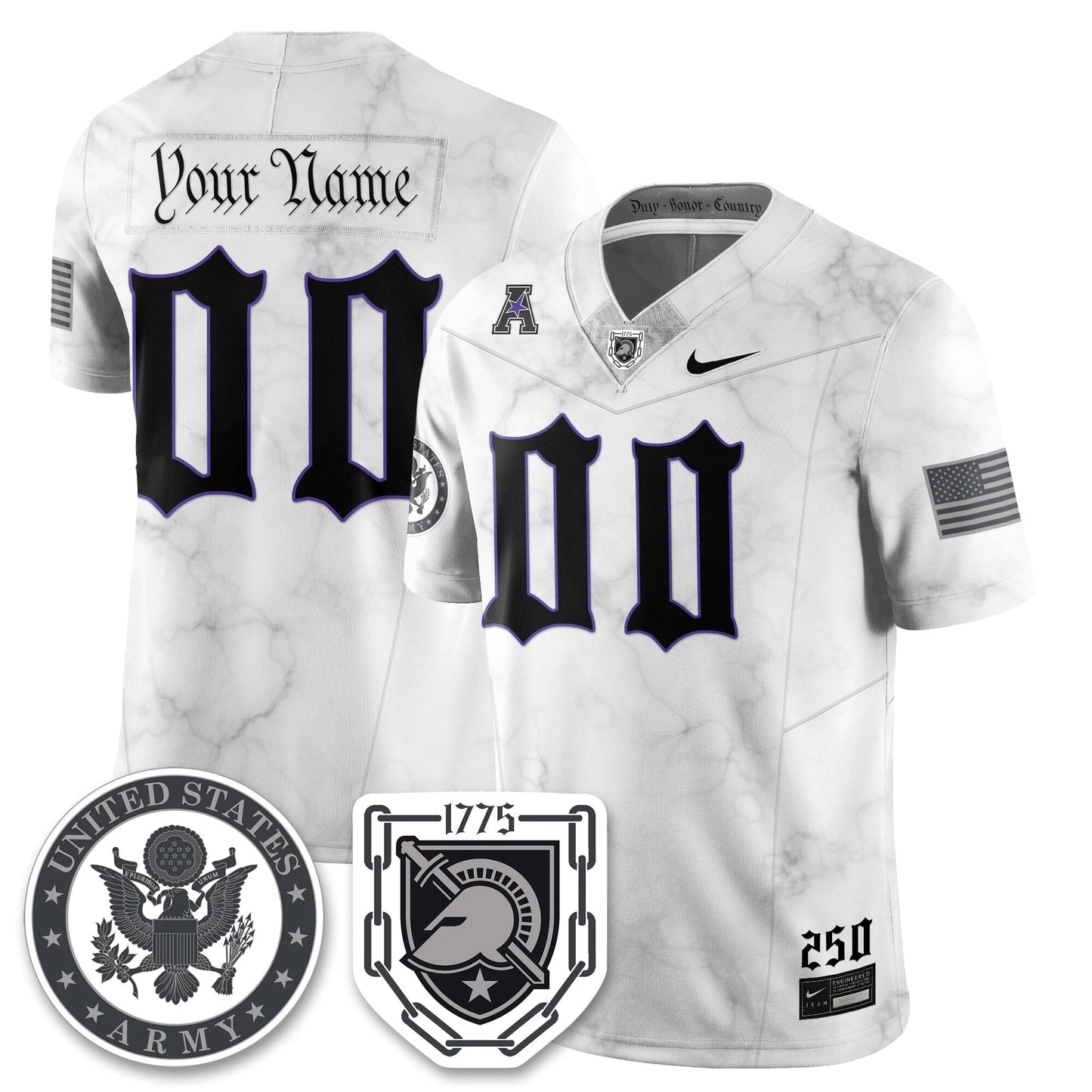 Army Black Knights Vapor Limited Jersey - 250 Years of Service and Sacrifice - Stitched-NQD