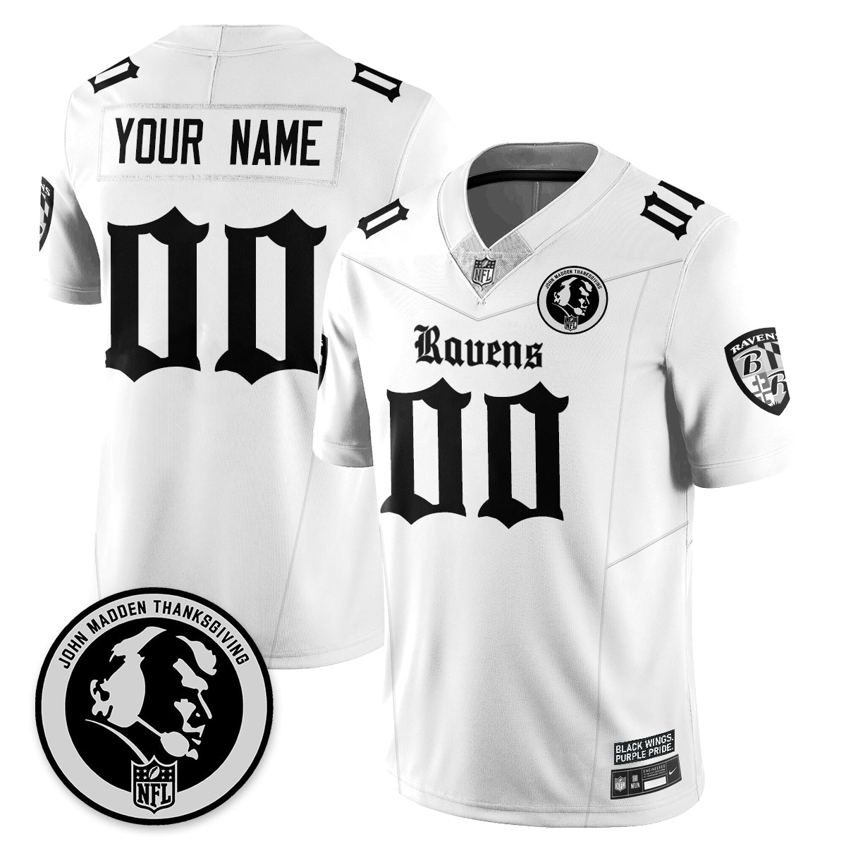 BAL Gothic Vapor Limited Custom Jersey - John Madden Patch - Stitched-NQD