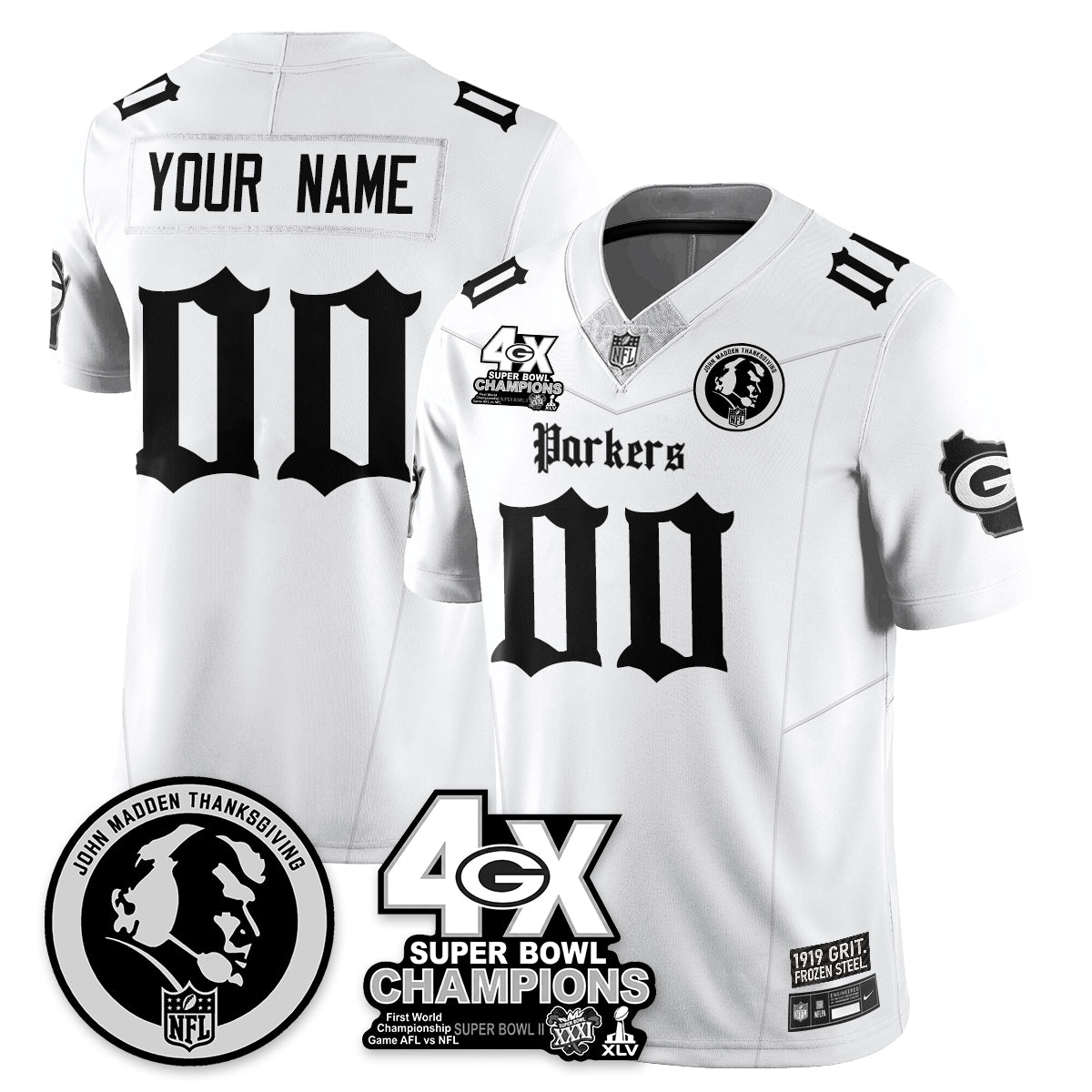 GB Gothic Vapor Limited Custom Jersey - John Madden Patch - All Stitched